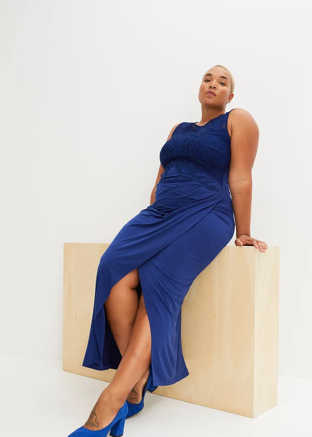 Robe longue à dentelle, Couleur: bleu foncé