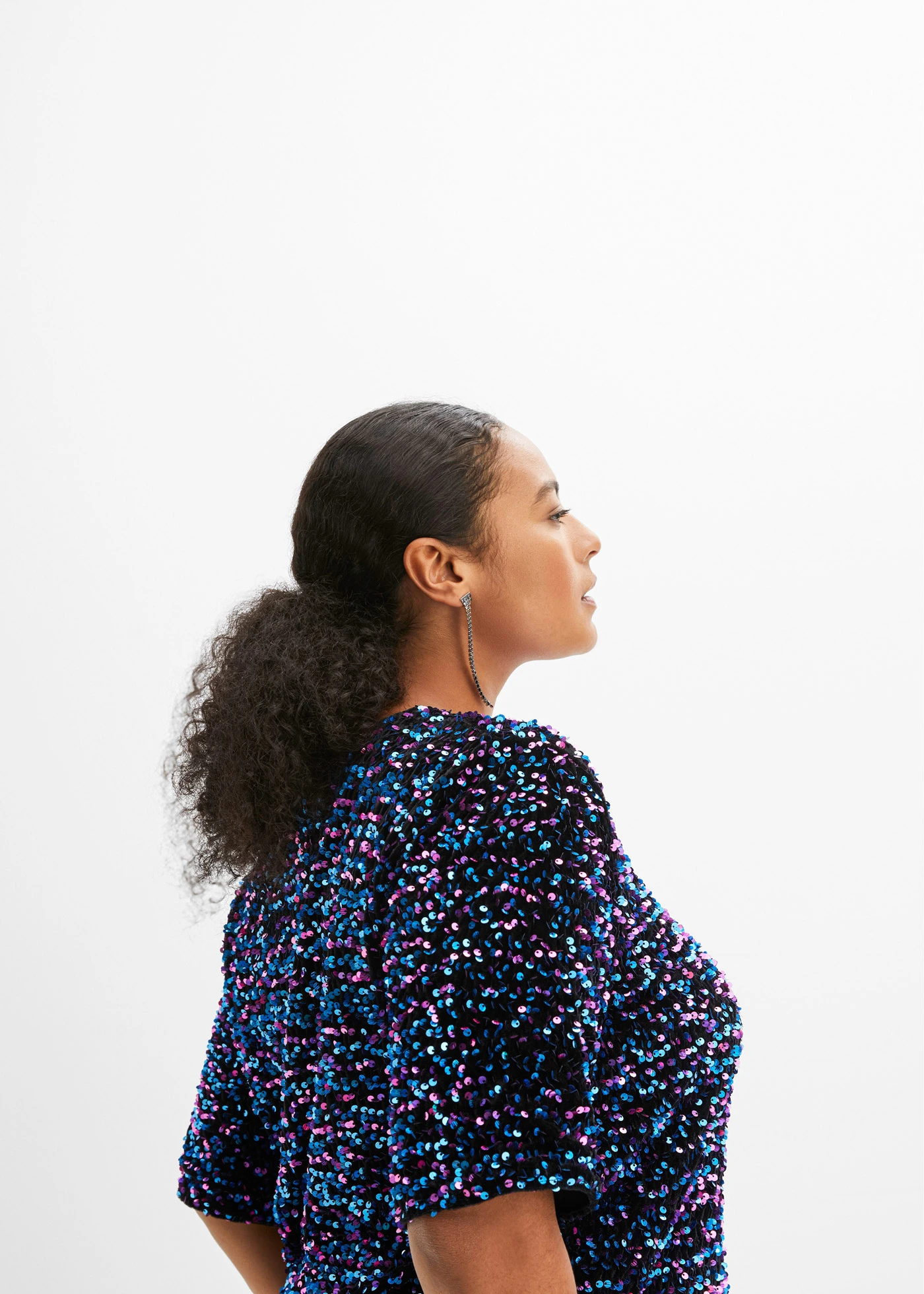 Shirt met pailletten • zwart-groen-zilver plus size • bonprix online shop