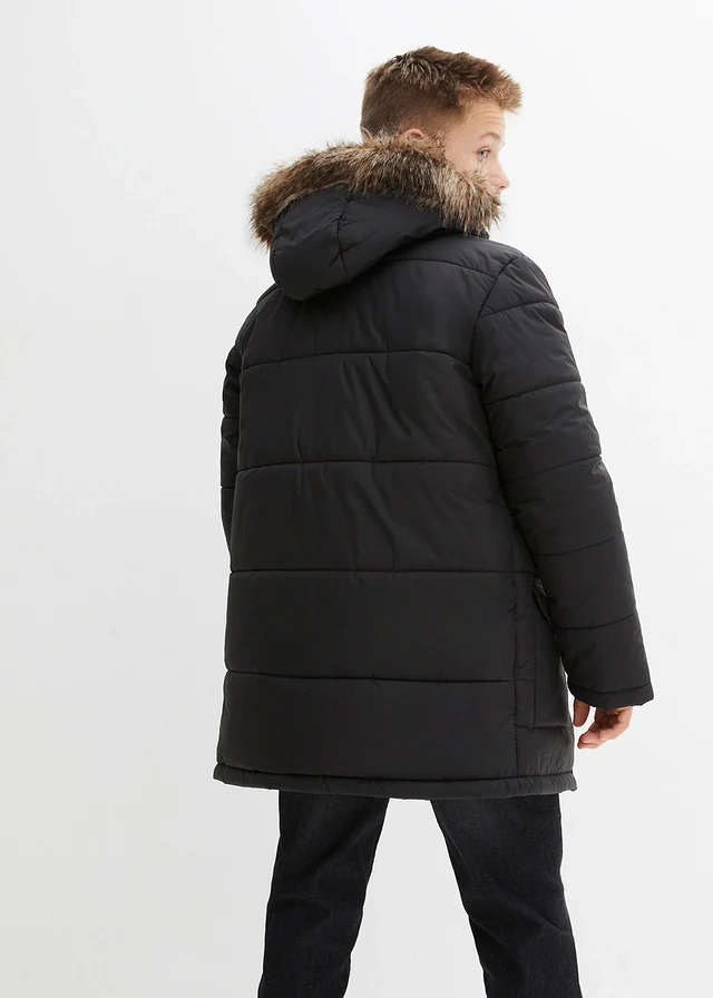Parka d’hiver à détails enduits et capuche bordée • noir • product-page.page-title-suffix