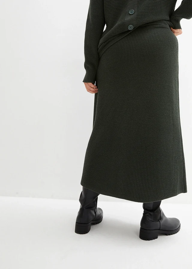 Jupe en maille, légèrement évasée, Couleur: vert sapin