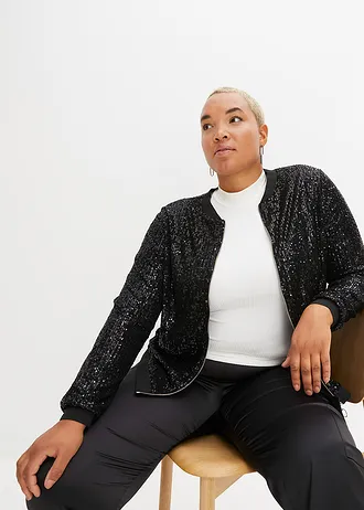 Blouson à sequins, Couleur: noir