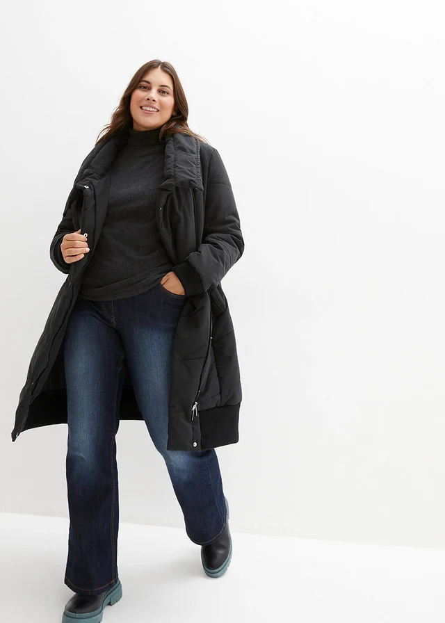 Jean bootcut taille mi-haute, extensible, Couleur: bleu foncé used