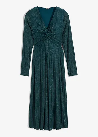 Midi jurk met glittereffect • diepgroen • bonprix online shop