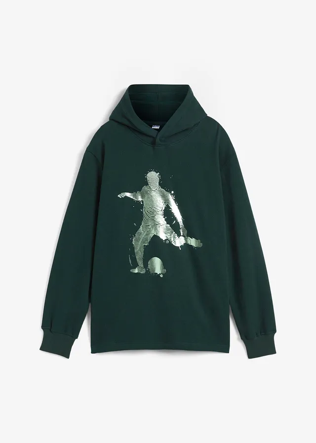 Sweat à capuche en coton mélangé • vert profond • Boutique bonprix
