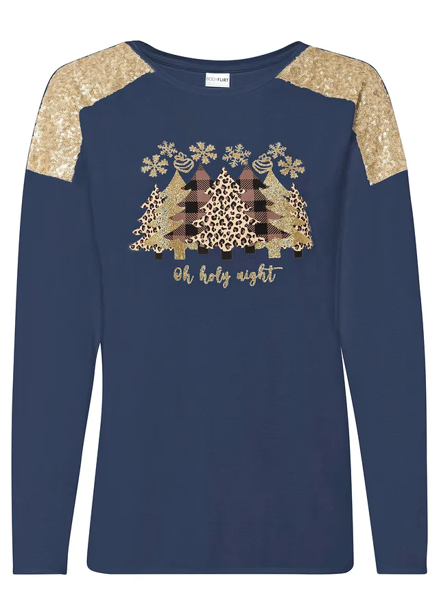 Oversize tričko s vianočným motívom a peknými flitrami Oversize tričko s vianočným motívom a peknými flitrami