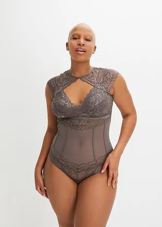 Body s jemnou krajkou, barva: břidlicově šedá