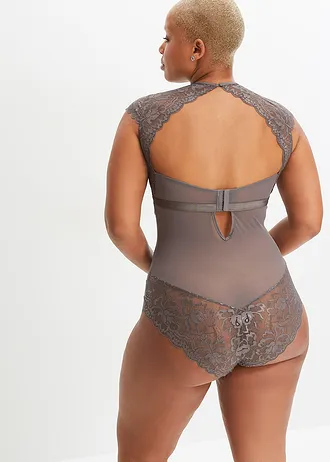 Body s jemnou krajkou, barva: břidlicově šedá