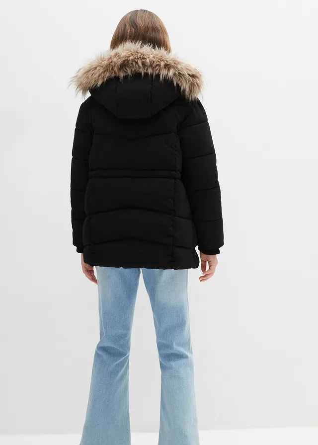 Meisjes winterparka met capuchon, Kleur: zwart