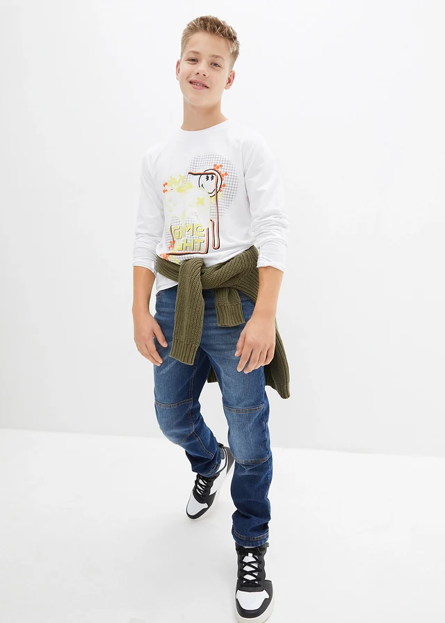 Jongens stretch jeans, loose fit, straight • donkerblauw denim • product-page.page-title-suffix