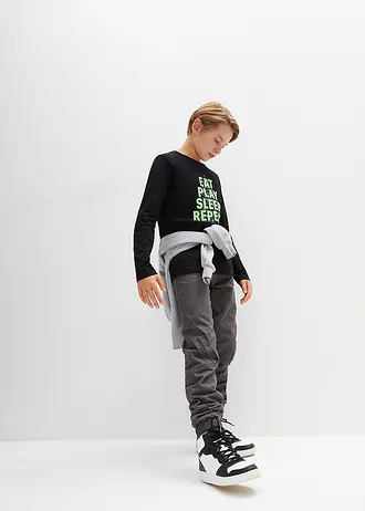 Pantalon jogger regular à doublure thermique en jersey, Couleur: gris ardoise