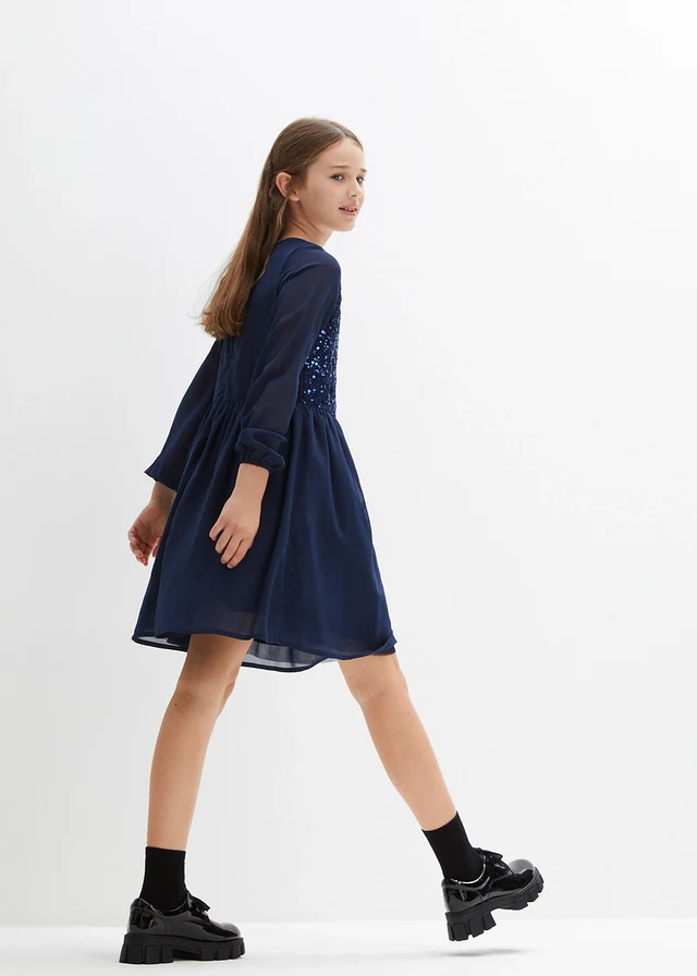 Meisjes jurk van chiffon, Kleur: donkerblauw