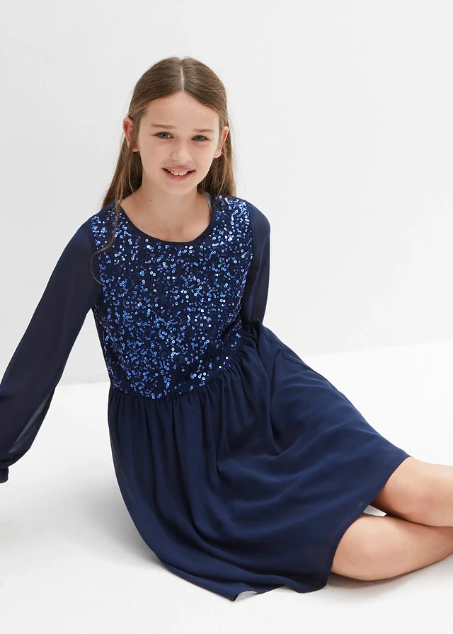 Meisjes jurk van chiffon • donkerblauw • product-page.page-title-suffix