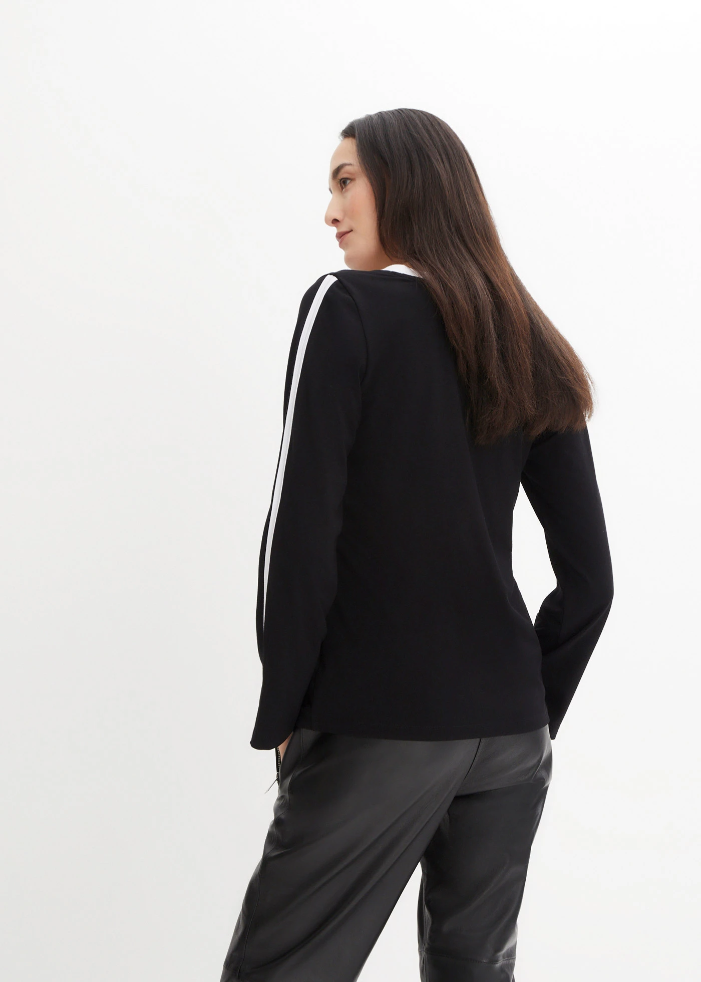 Longsleeve met split • zwart-wit met print • bonprix online shop