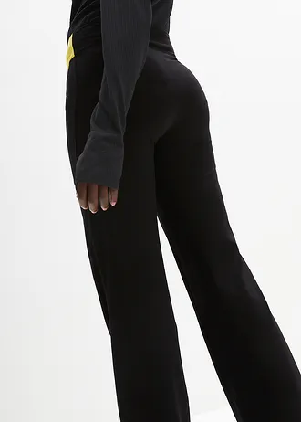 Sportovní bavlněné kalhoty se strečem, Bootcut • černo-citrónově žlutá • bonprix obchod