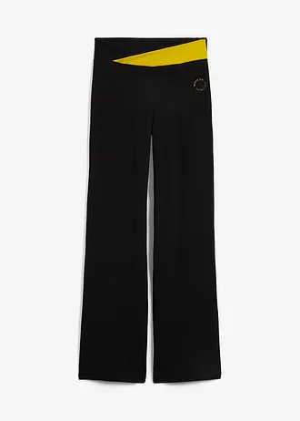 Sportovní bavlněné kalhoty se strečem, Bootcut • černo-citrónově žlutá • bonprix obchod