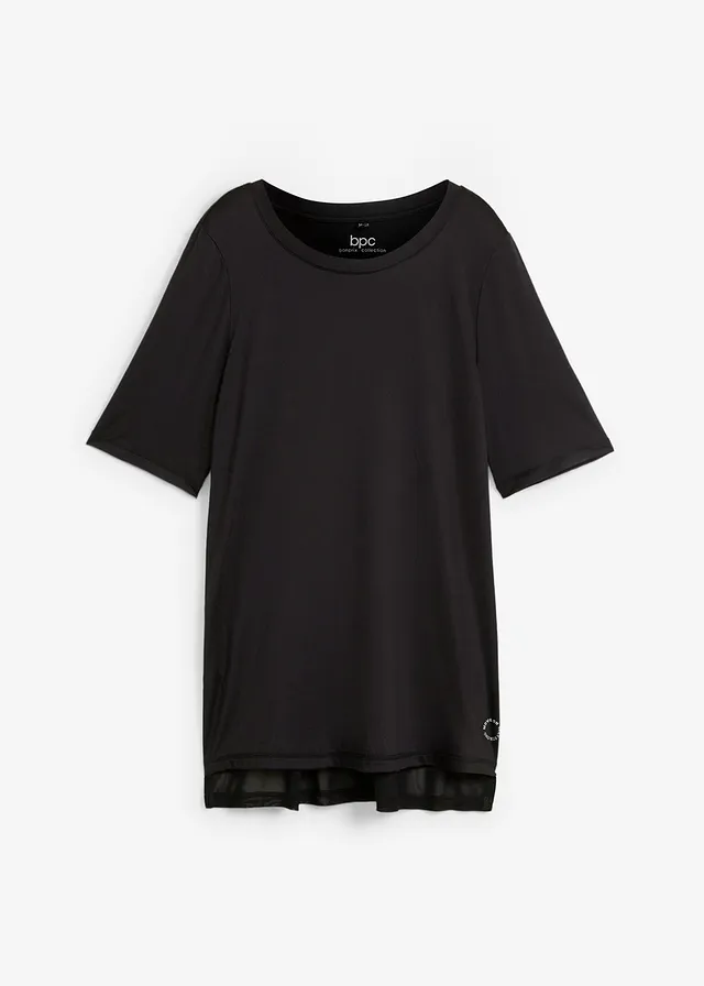 T-shirt de sport long avec mesh, séchage rapide • noir • Boutique bonprix