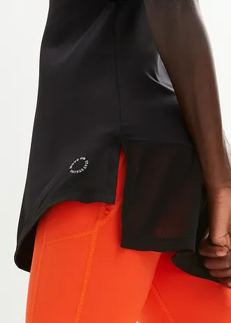 Bluză funcțională sport, lungă, cu mesh, uscare rapidă • negru • magazin bonprix