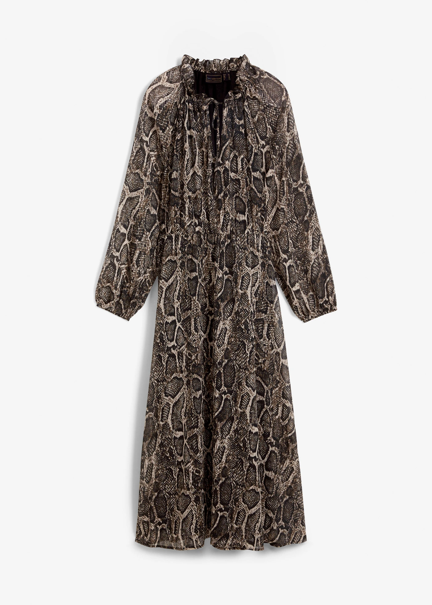 Chiffon maxi jurk met cut-outs • zwart slangenprint • bonprix online shop