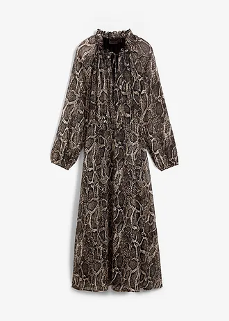 Chiffon maxi jurk met cut-outs • zwart slangenprint • bonprix online shop