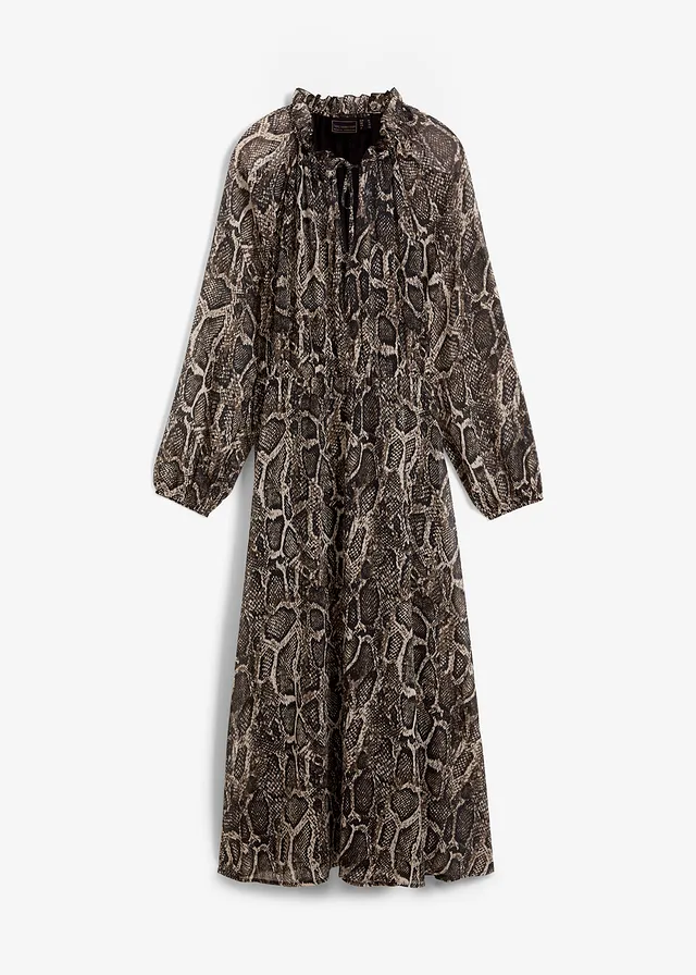 Chiffon maxi jurk met cut-outs • zwart slangenprint • bonprix online shop