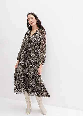 Chiffon maxi jurk met cut-outs • zwart slangenprint • bonprix online shop