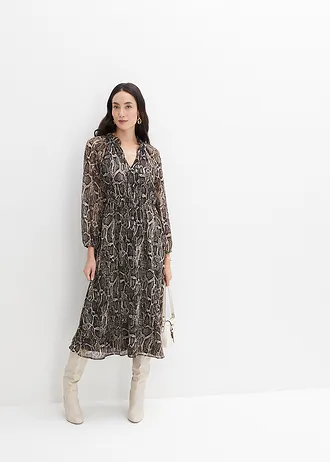 Chiffon maxi jurk met cut-outs • zwart slangenprint • bonprix online shop