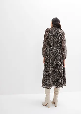 Chiffon maxi jurk met cut-outs • zwart slangenprint • bonprix online shop