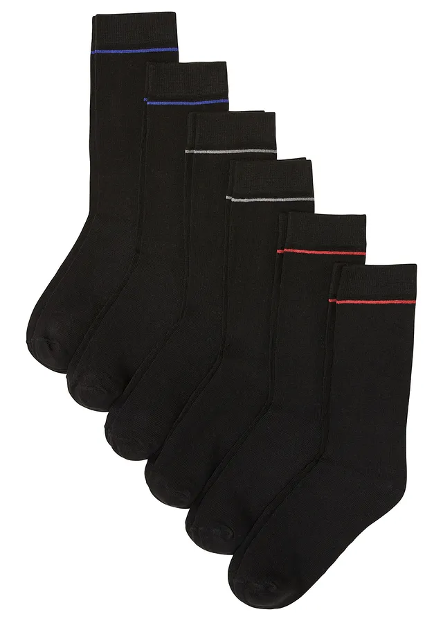 Lot de 6 paires de chaussettes • noir rayé • Boutique bonprix