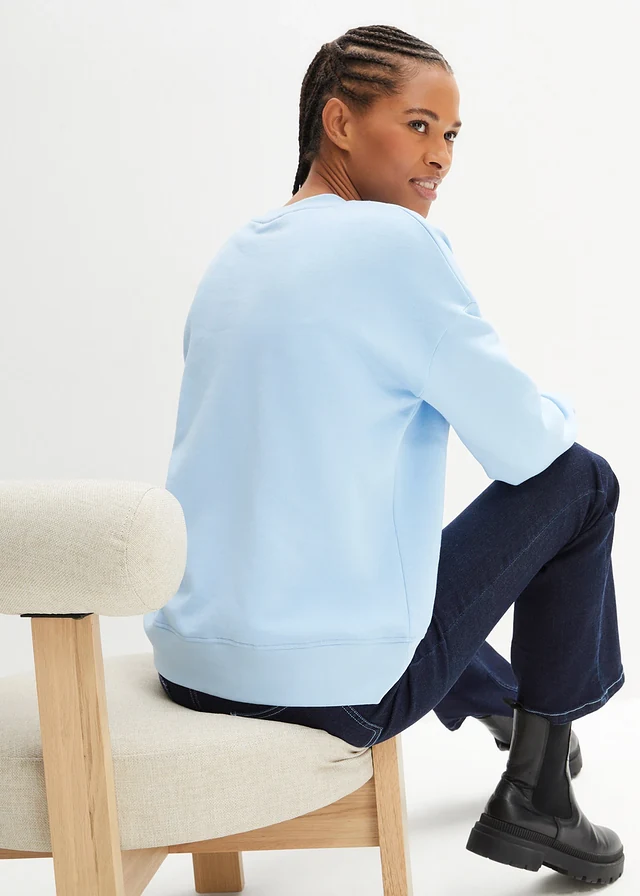 Oversized sweater van puur katoen, Kleur: lichtblauw