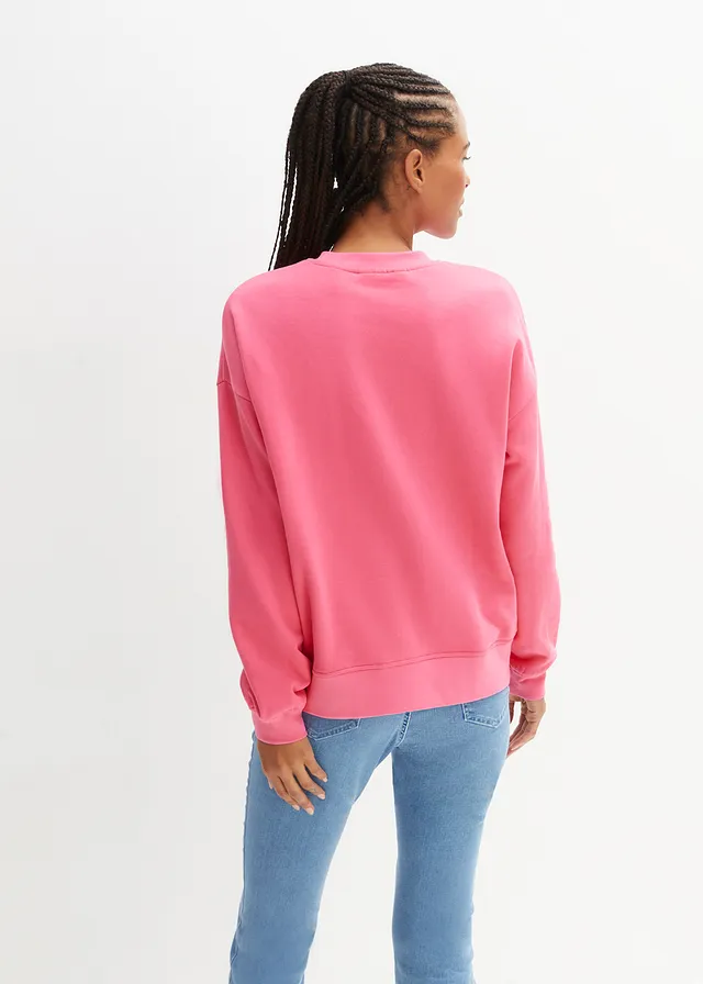 Sweat oversize 100% coton, Couleur: rose vif