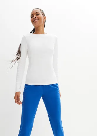 Bluză cu mâneci lungi din bumbac organic 100% • alb • magazin bonprix