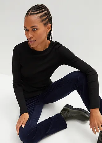 Bluză cu mâneci lungi din bumbac organic 100% • negru • magazin bonprix