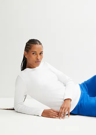 Bluză cu mâneci lungi din bumbac organic 100% • alb • magazin bonprix