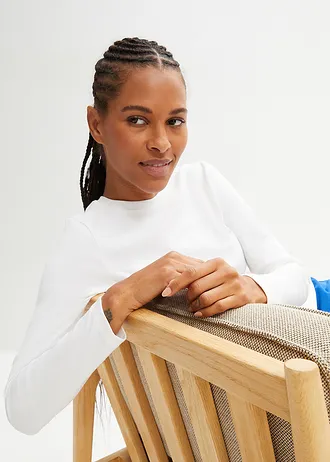 Bluză cu mâneci lungi din bumbac organic 100% • alb • magazin bonprix