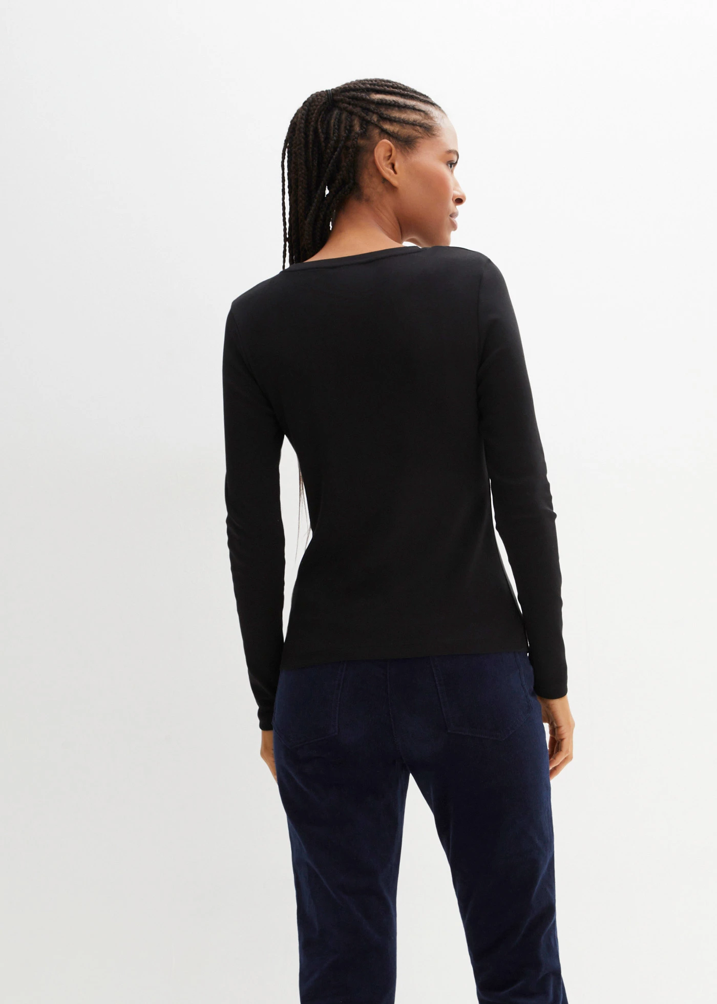 Bluză cu mâneci lungi din bumbac organic 100% • negru • magazin bonprix