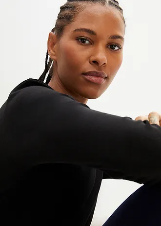 Bluză cu mâneci lungi din bumbac organic 100% • negru • magazin bonprix