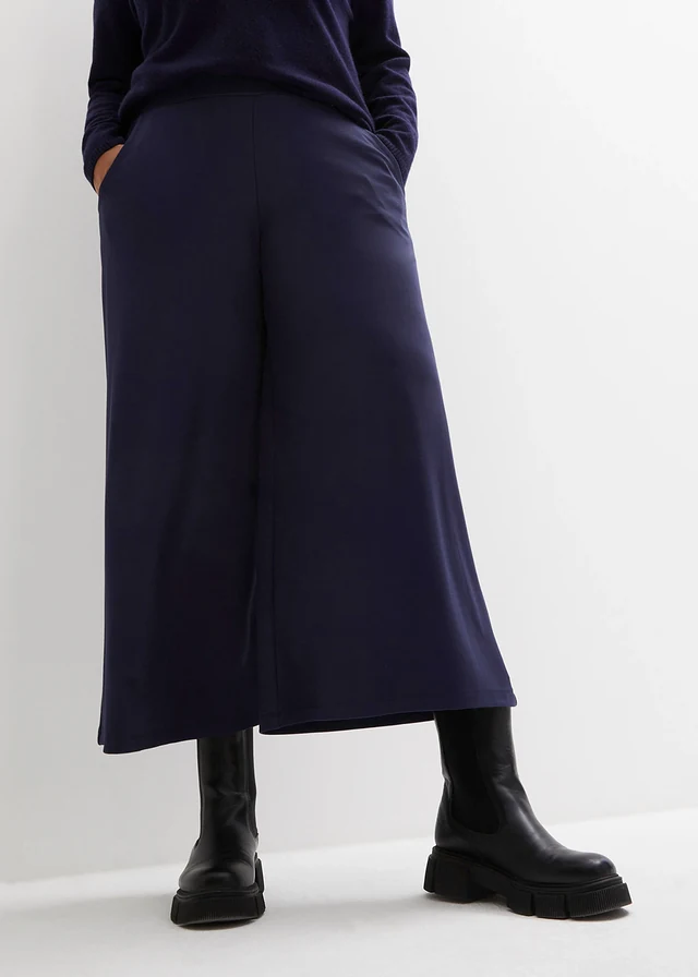 Culotte in een viscosemix, Kleur: donkerblauw