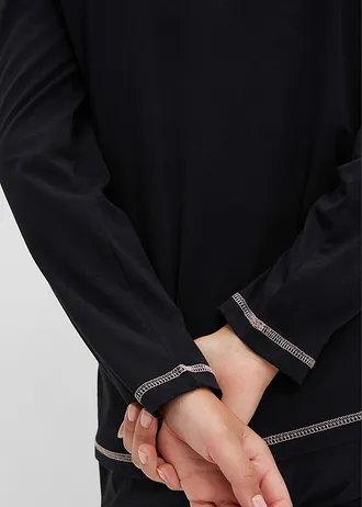 Pyjama van zacht katoen met steekzakken (2-dlg.) • zwart-perzikroze • bonprix online shop