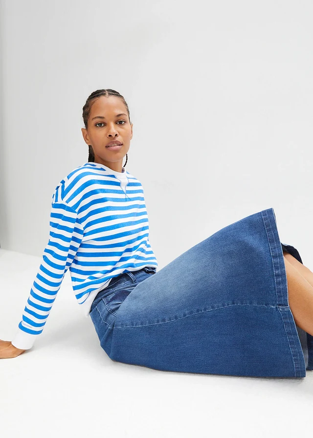 Jupe midi en jean extensible • bleu denim - used • product-page.page-title-suffix