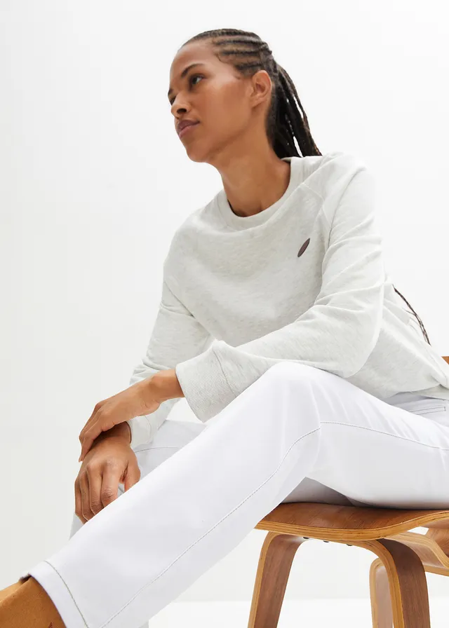 Jean droit taille mi-haute, extensible • blanc twill • product-page.page-title-suffix