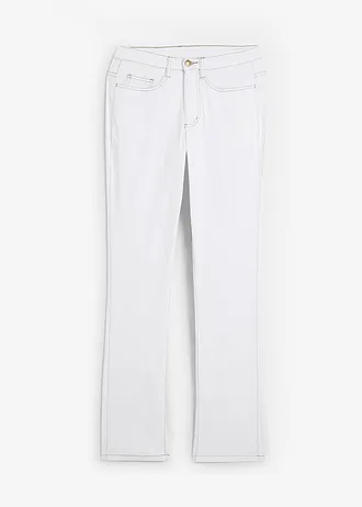 Jean droit taille mi-haute, extensible • blanc twill • Boutique bonprix