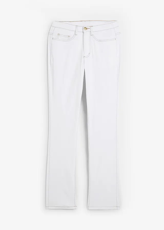 Jean droit taille mi-haute, extensible • blanc twill • Boutique bonprix