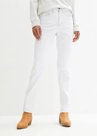 Jean droit taille mi-haute, extensible • blanc twill • Boutique bonprix