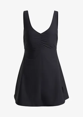 Stahovací koupací šaty, střední tvarující efekt, s výstřihem do V • černá • bonprix obchod