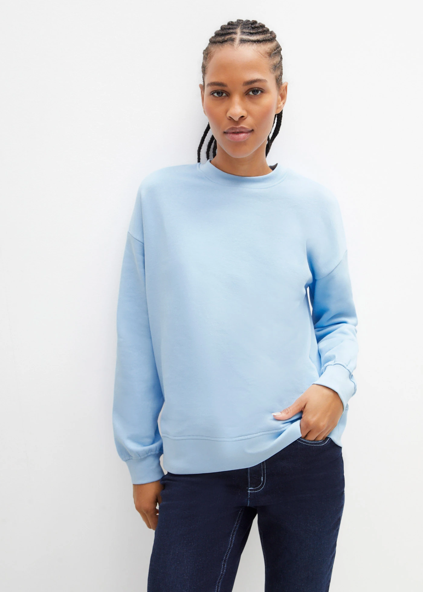 Bluză casual oversize din bumbac 100% • bleu • magazin bonprix