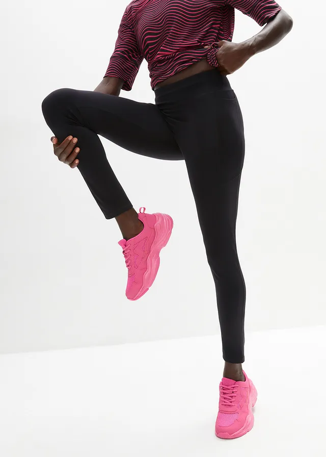Legging de sport avec poches latérales, longueur cheville, Couleur: noir