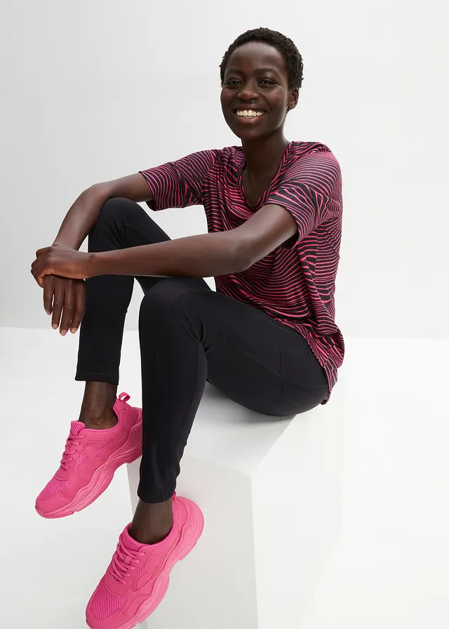 Legging de sport avec poches latérales, longueur cheville, Couleur: noir