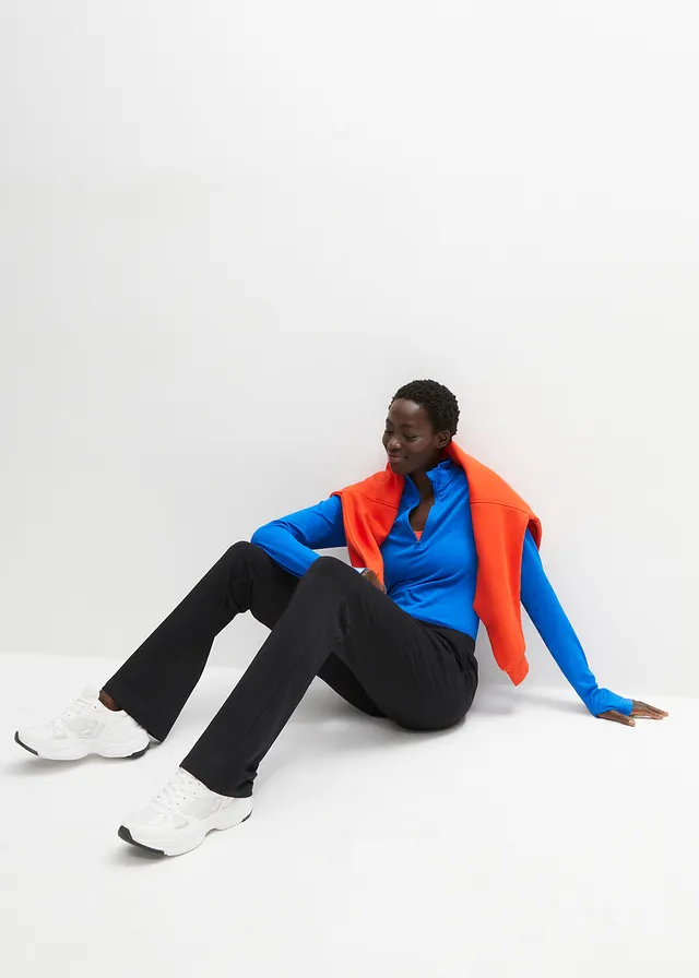 Broek met stretch en biologisch katoen, Kleur: zwart