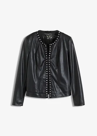 Imitatieleren blazer met studs • zwart • bonprix online shop