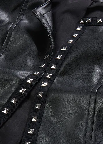 Sacou din imitație de piele cu capse • negru • magazin bonprix